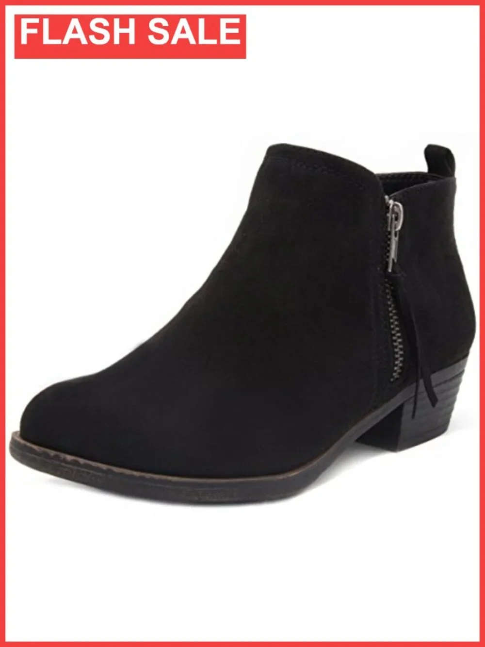 Women's Tina Faux Suede Ankle Bootie with Functional Zip